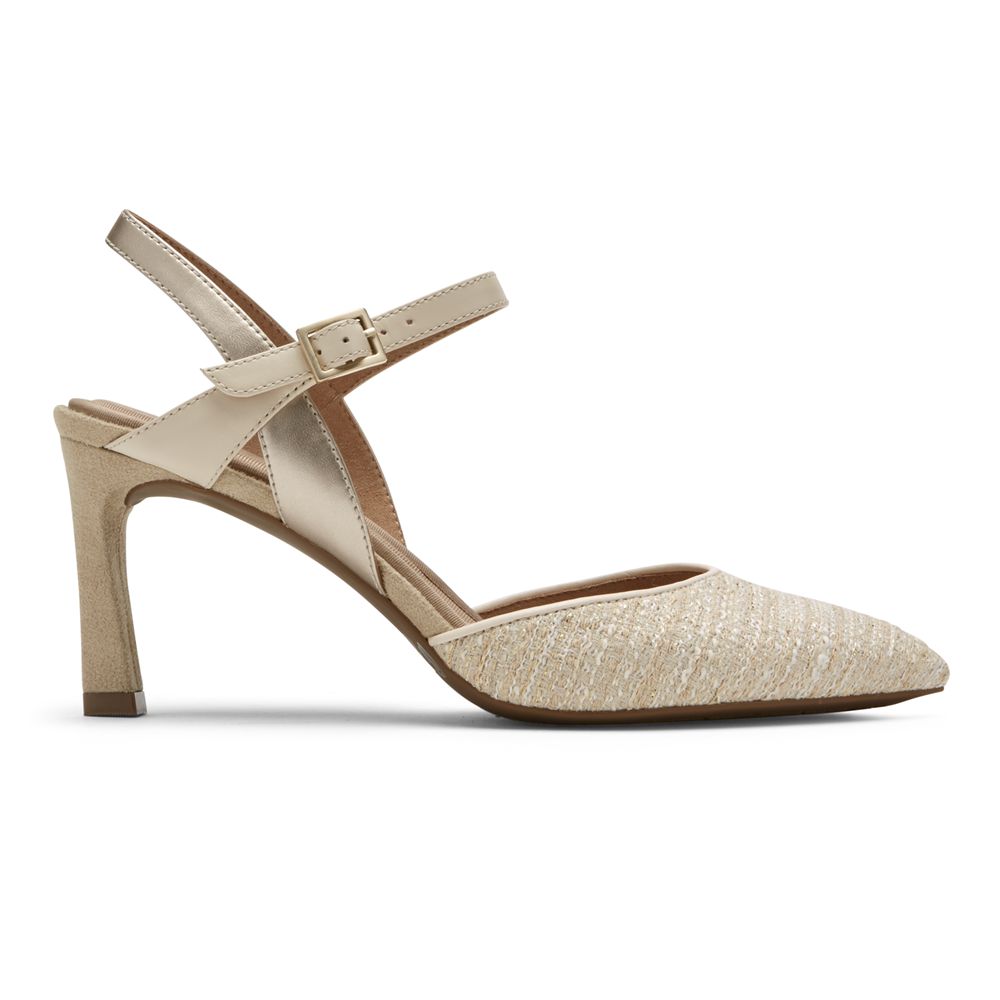 Rockport Women's Total Motion Sheehan Slingback Heel Pumps - Beige - USA (5307QHSEF)